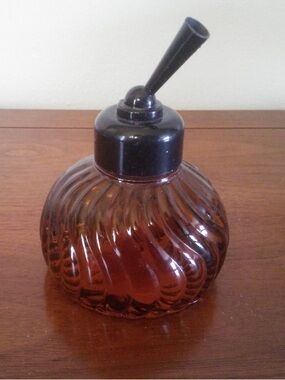 Vintage Avon Pen Holder - Glass Perfume Bottle - Feather Pen